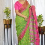 Green Pink Saree Pink Blouse